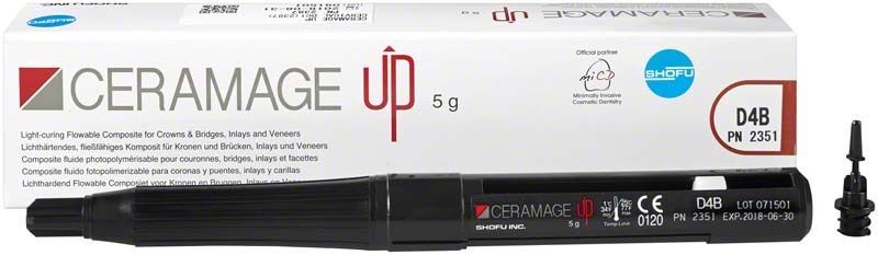 Keramik-Verblendsystem CERAMAGE UP D4B mit Verpackung und Applikationsspritze.