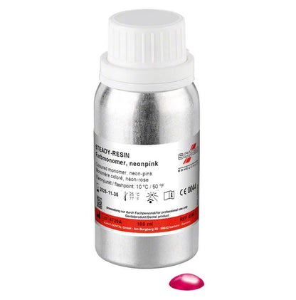 Neonpinkes STEADY-RESIN Neonmonomere 100ml Flasche mit Sicherheitsverschluss.