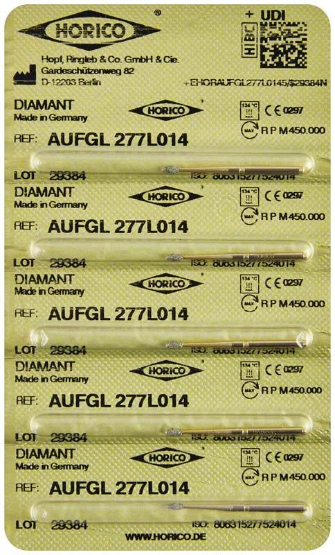 Verpackung mit Löwenschleifer AuFG 277L 014 Diamantinstrumenten.