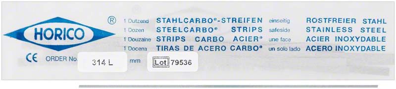 Stahlcarbo®-Streifen 314L aus rostfreiem Stahl, doppelseitig, 0,02mm Stärke.