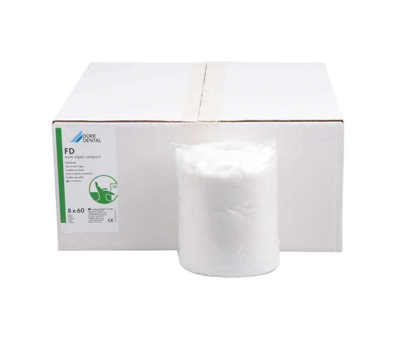 Nachfüllpackung mit FD multi wipes compact, zeigt Verpackung und einzelne Tuchrolle.