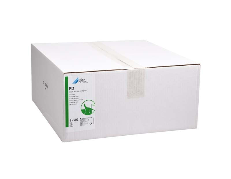 Nachfüllpackung FD multi wipes compact in weißer Kartonverpackung mit grünem Etikett.