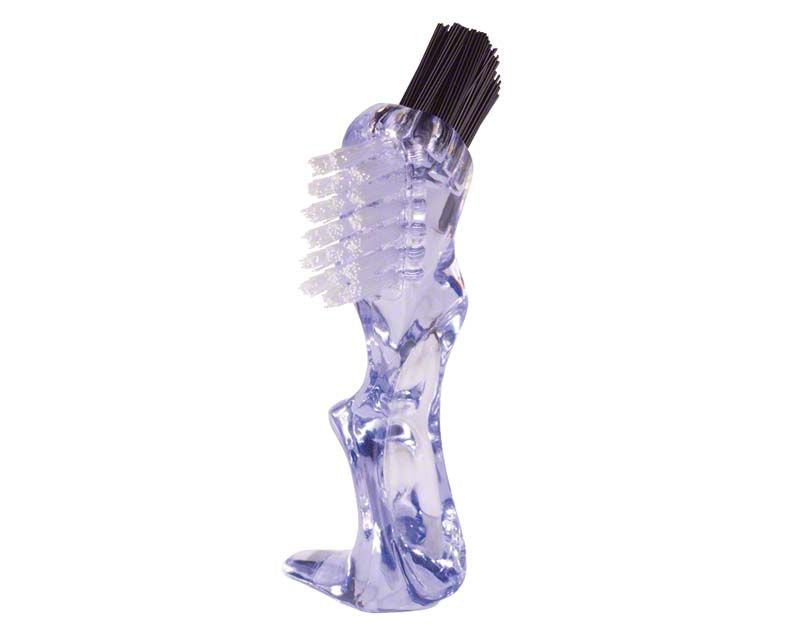 Protho Box® Bürste mit transparentem, ergonomischem Griff und schwarzen Borsten.