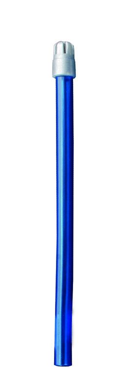 Blauer Monoart Speichelsauger mit silberner Kappe, Länge 12,5 cm.