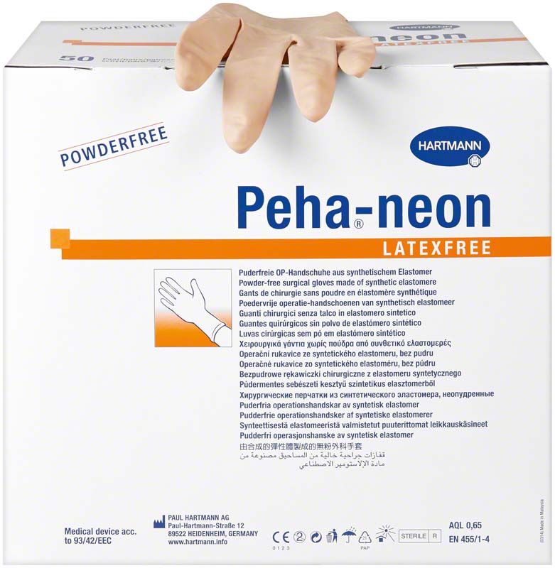 Peha®-neon latexfreie OP-Handschuhe Größe 6 in Originalverpackung.