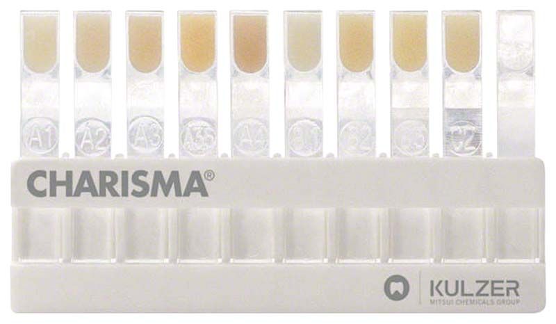 Charisma® Farbskala für Zahnfarbbestimmung mit verschiedenen Farbtönen.