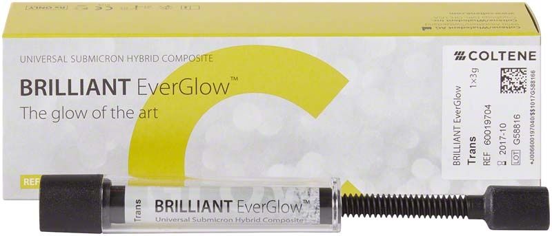 BRILLIANT EverGlow™ Spritze Translucent vor Produktverpackung.