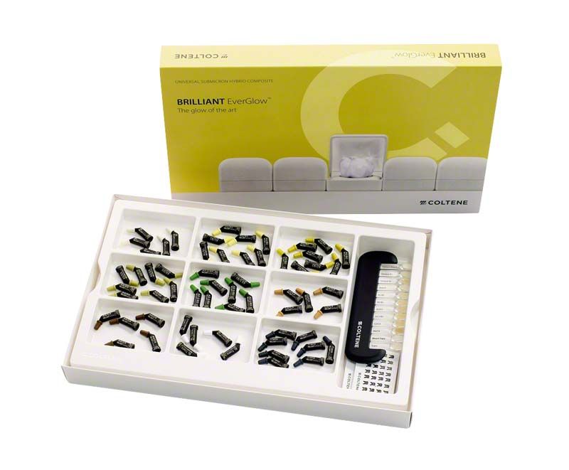 BRILLIANT EverGlow™ System Kit Tips mit geöffneter Verpackung und Inhalt.