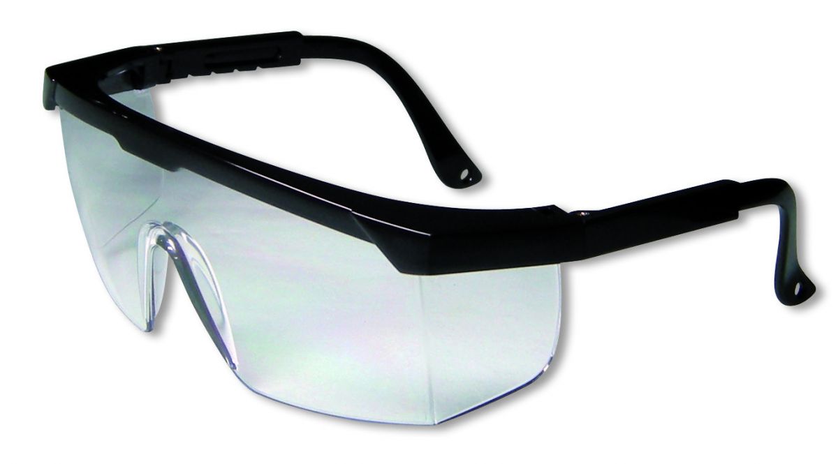 Schutzbrille H&W Logic mit klaren Gläsern und verstellbaren schwarzen Bügeln.