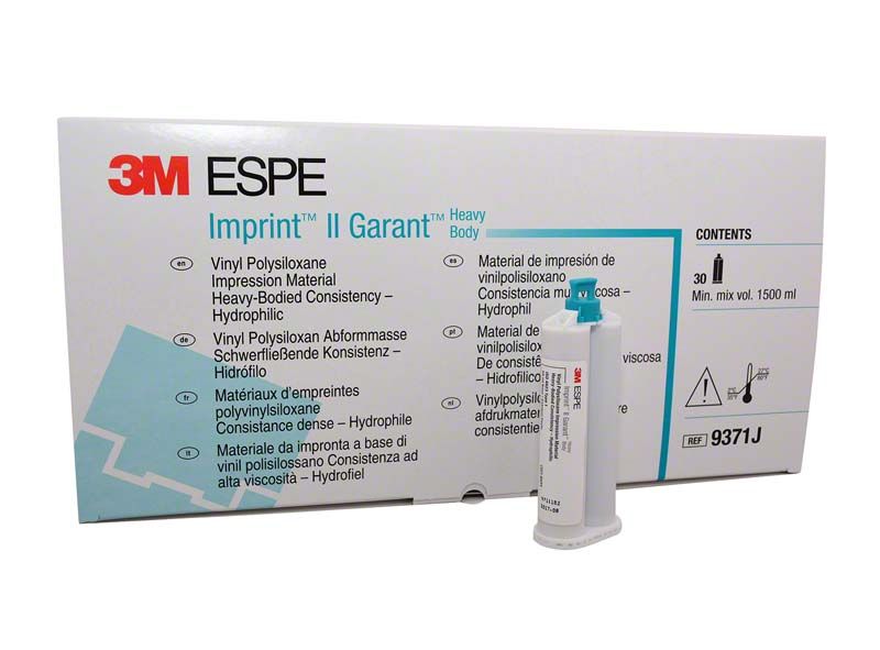 Verpackung und Kartusche des Imprint II Garant Heavy Body Abdruckmaterials.