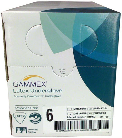 Gammex Latex Undergloves Gr. 6 Verpackung mit Größenangabe und Barcode.