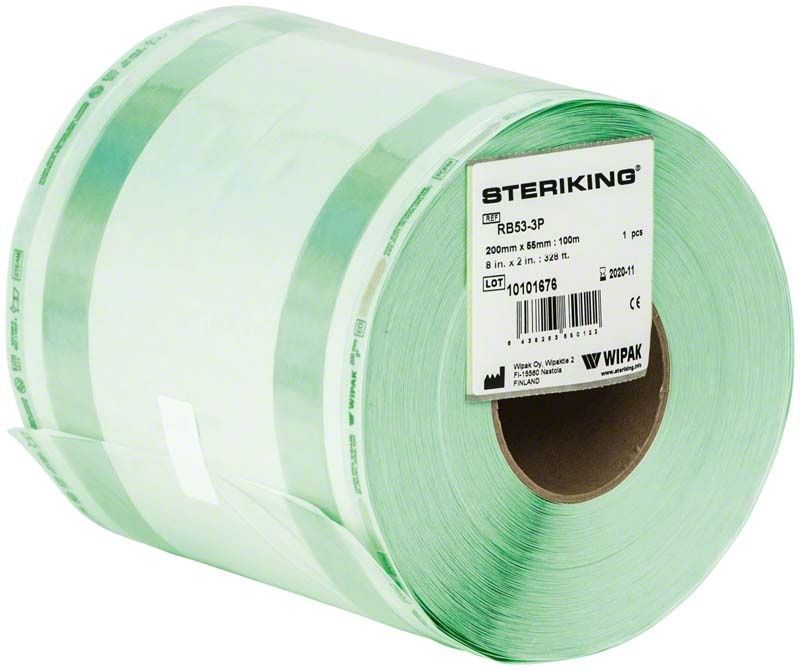 Steriking Rollen mit Seitenfalte RB55, grüne Verpackung, 300 x 80mm, 100m.