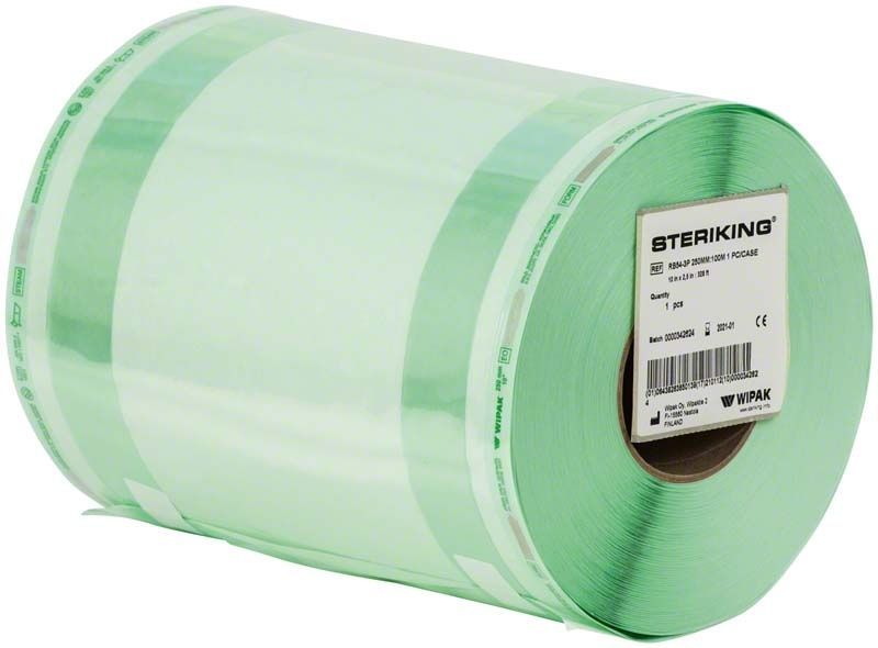 Steriking Rollen mit Seitenfalte RB54, grün, 250 x 65mm, 100m.