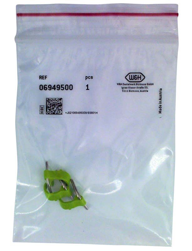 Sprayclip grün Pa 3 in transparenter Verpackung mit W&H-Logo.