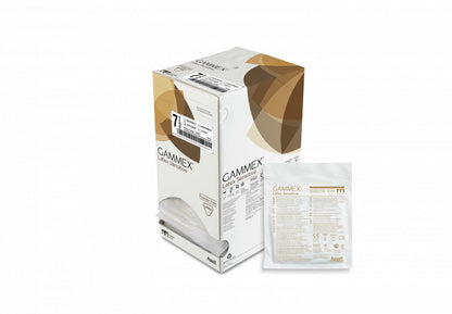 Gammex Latex Sensitive Handschuhverpackung mit Produktbeutel im Vordergrund.
