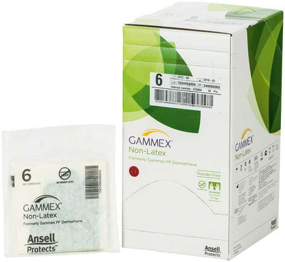 Gammex Non-Latex Handschuhe, puderfrei, Verpackung mit Größe 6.
