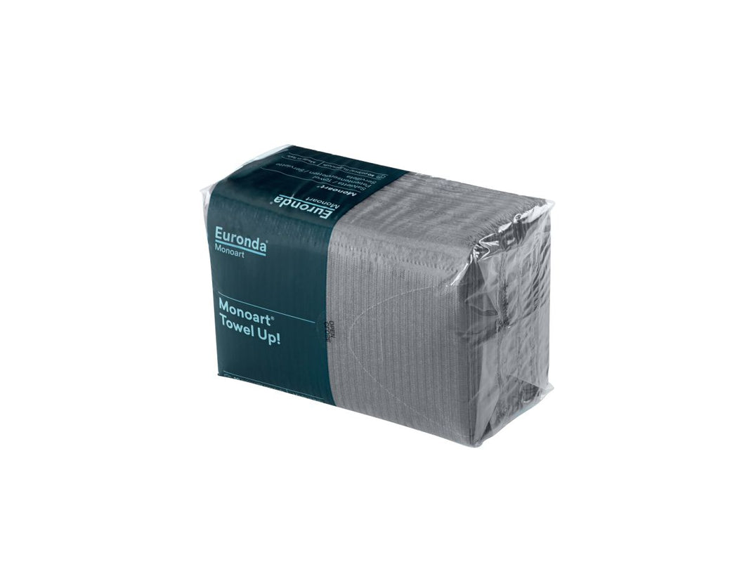 Monoart Patientenservietten Towel UP platin in wiederverschließbarer Verpackung.