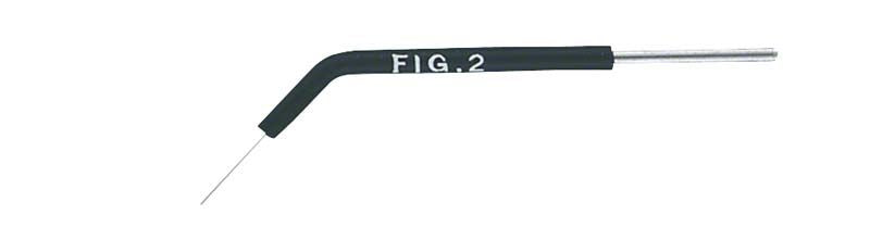 Hochfrequenz-Elektrode, gebogen, mit Beschriftung "FIG. 2" für Chirurgie.