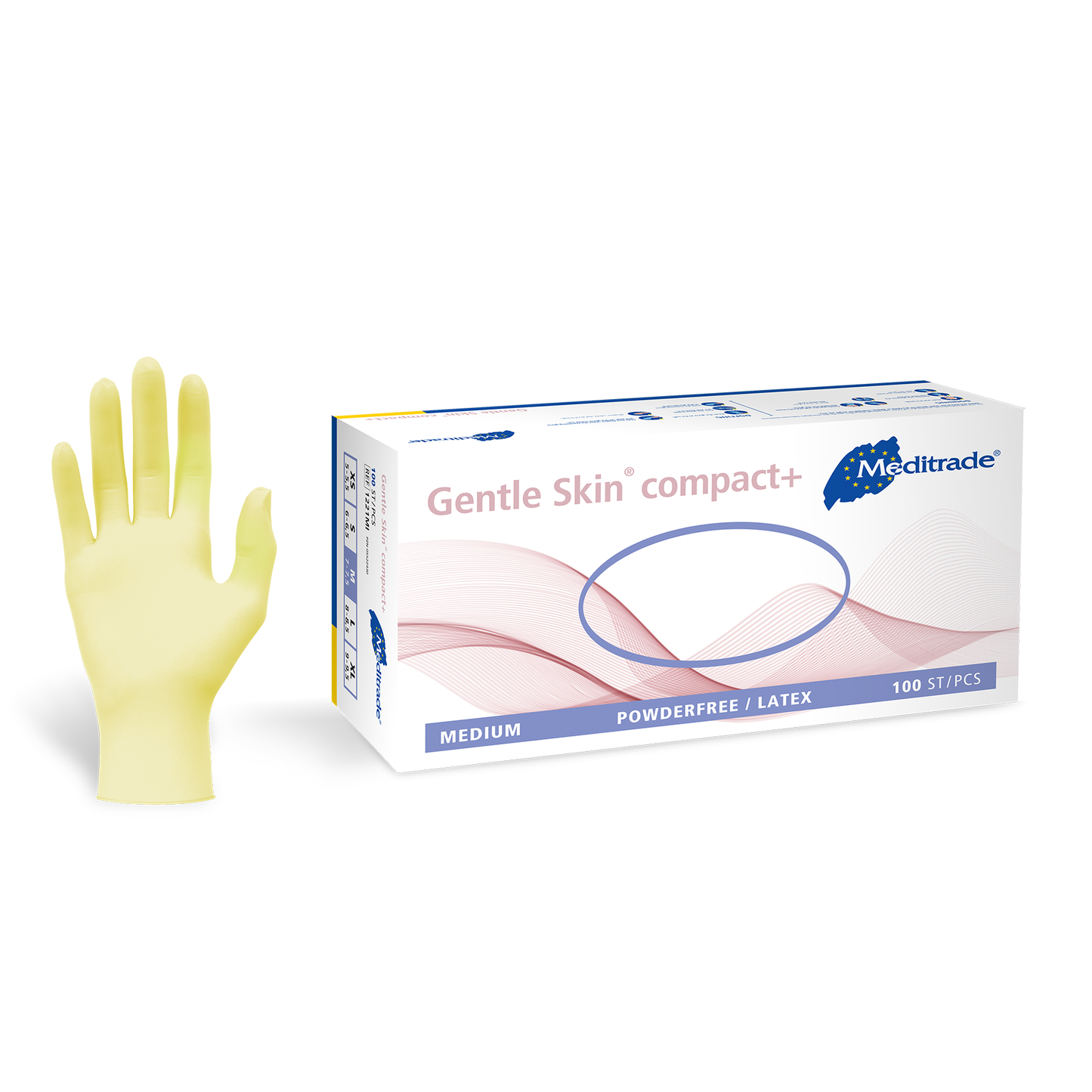 Latex-Untersuchungshandschuh Gentle Skin® compact+ in Größe S, puderfrei.