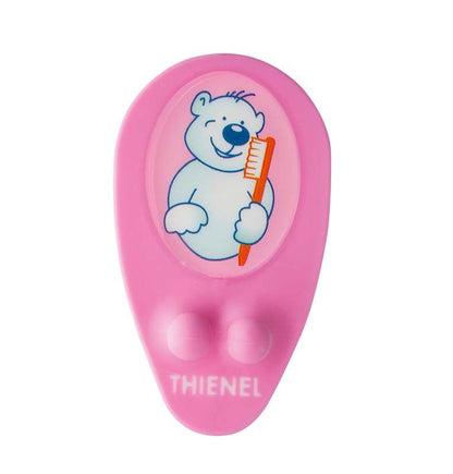 Rosa Zahnbürstenhalter mit Bärenmotiv und Aufschrift "Thienel