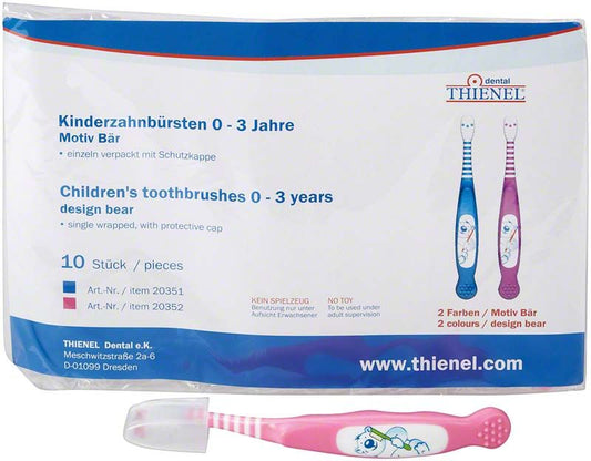 Image of Kinderzahnbürste Baby (0-3) 10er-Pack - Bär (Pink)