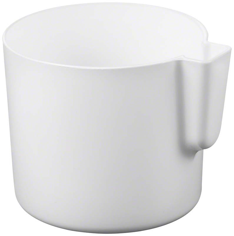 Weißer Zahnputzbecher ohne Motiv auf weißem Hintergrund.