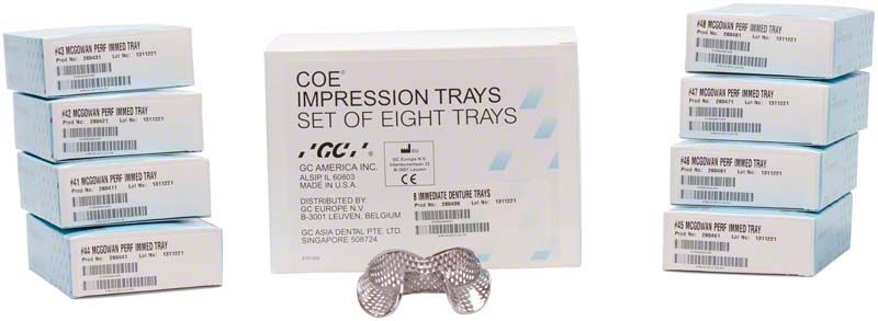 COE Metall-Löffel McGowan Set mit 8 Löffeln und Verpackung.