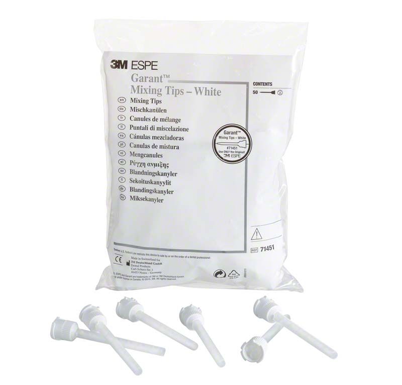 Garant™ Mischkanülen weiß in Verpackung mit fünf Kanülen.