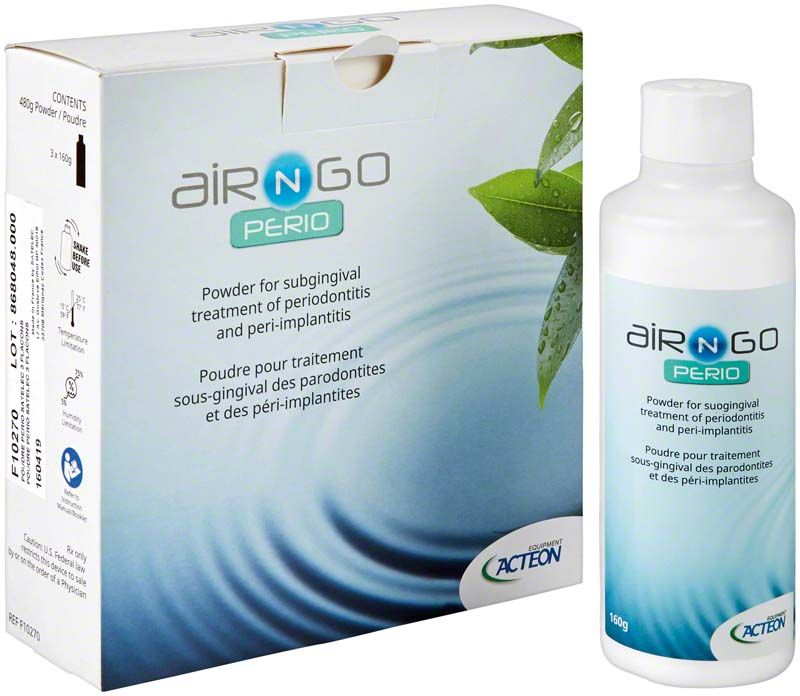 Hochwirksames AIR-N-GO® PERIO Pulver für subgingivale Anwendungen.