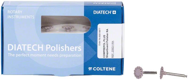 Drehinstrumente-Set DIATECH ShapeGuard für Composite mit Verpackung und zwei Aufsätzen.