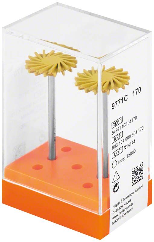 Keramikpolierer HP 9771C 170 mit flexiblen Polierlamellen in transparenter Verpackung.