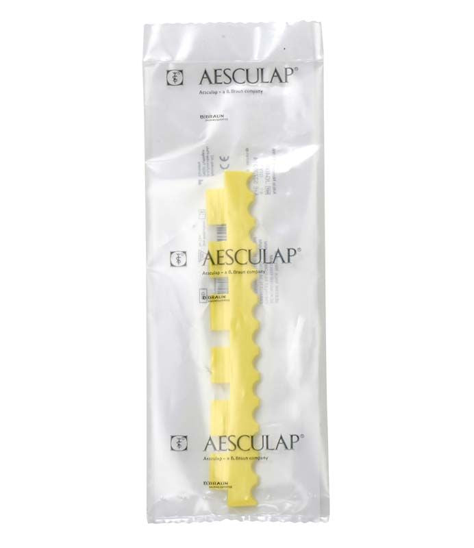 Gelber Silikonsteg JG400 in steriler Verpackung von Aesculap.