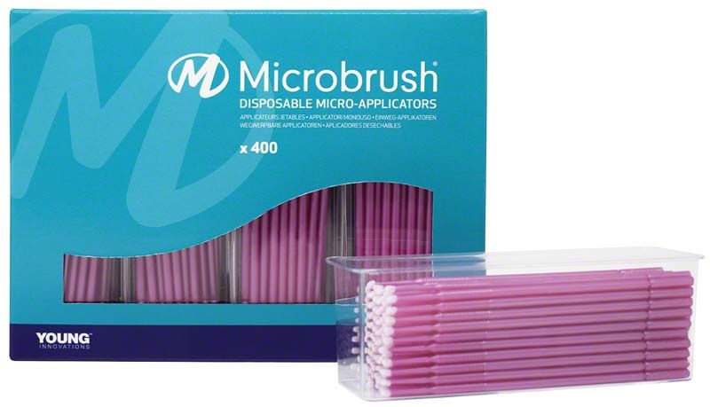 Microbrush Plus Applikatoren 400er fein rosa in Verpackung.