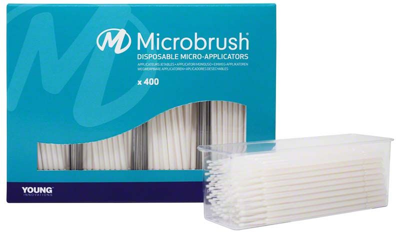 Microbrush Plus Applikatoren 400er superfein in weißer Verpackung.