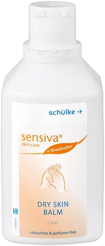 sensiva® dry skin balm Flasche 500ml mit Sheabutter-Aufdruck