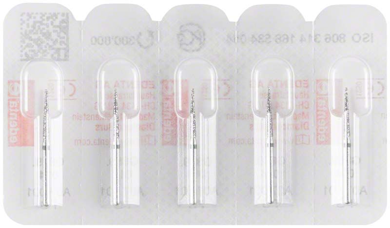 Diamantschleifer Diamant FG 859G 014 in Blisterverpackung, vier Stück.