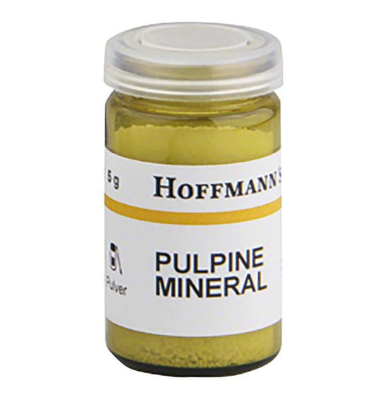 Hoffmann's PULPINE MINERAL Pulver in transparentem Glasbehälter mit Etikett.