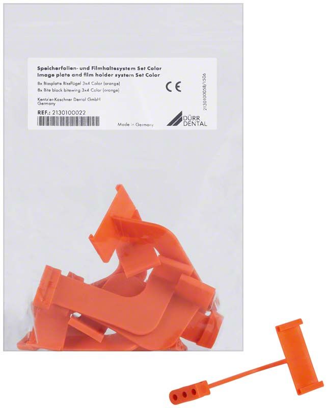 Bissplatten-Bissflügelhalter in orange für 3x4 Folien.