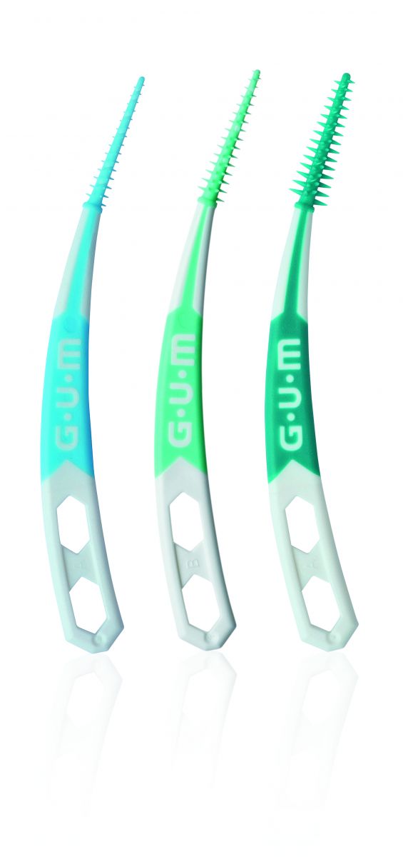 GUM® SOFT-PICKS® Advanced Interdentalbürsten in verschiedenen Farben.