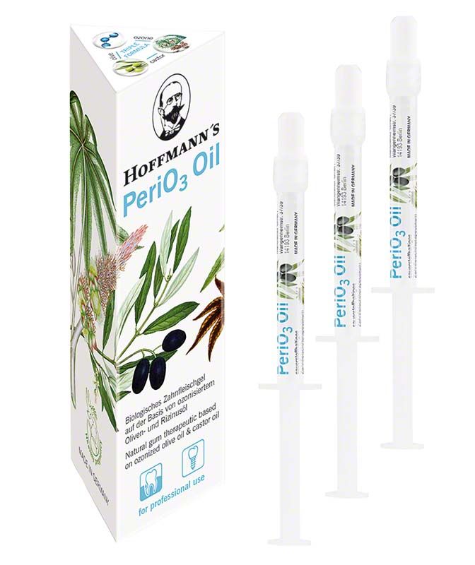 Hoffmann's PERIO3 OIL Verpackung mit drei Applikatoren.