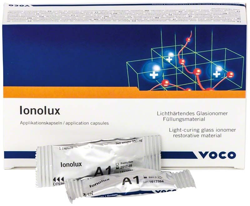 Ionolux® Applikationskapseln 20 Stück - A1 Verpackung mit zwei Kapseln vorne.
