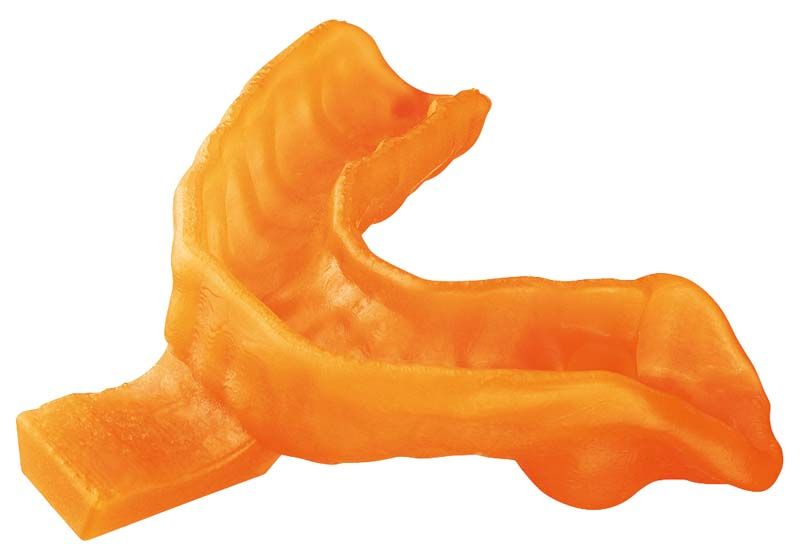 Hochwertiger, orangener 3D-gedruckter individueller Löffel für Zahntechnik.