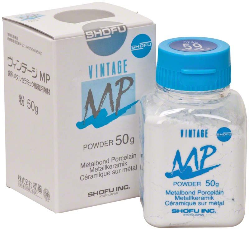 Keramikpulver VINTAGE MP Opal Schneide 50g in weißem Kunststoffbehälter mit Verpackung.