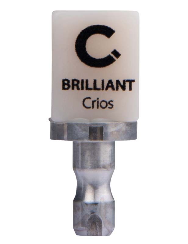 CEREC Block BRILLIANT Crios 12 HT A1 mit Beschriftung.
