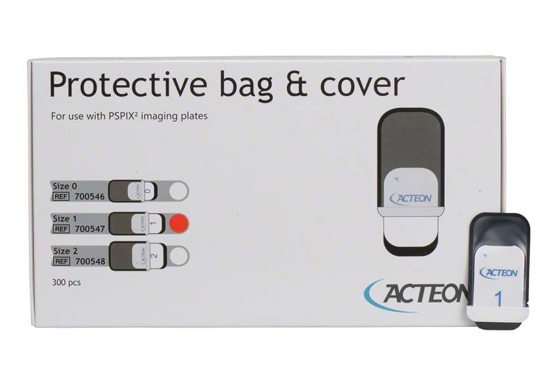 Schutzhüllen Gr. 1 für PSPIX-Bildplatten, Verpackung mit Produktabbildung.