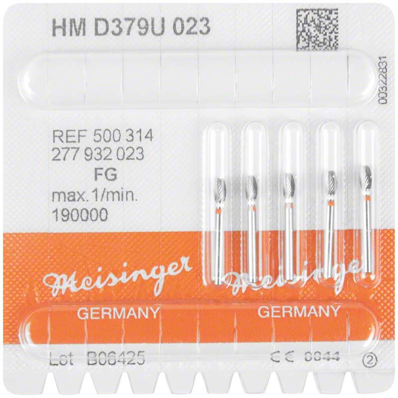HM-Finierer FG D379U 023 in Verpackung mit fünf rotierenden Instrumenten.