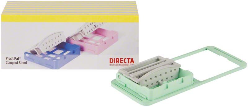 PraktiPal® Compact Feilenhalter in Mintgrün neben Produktverpackung