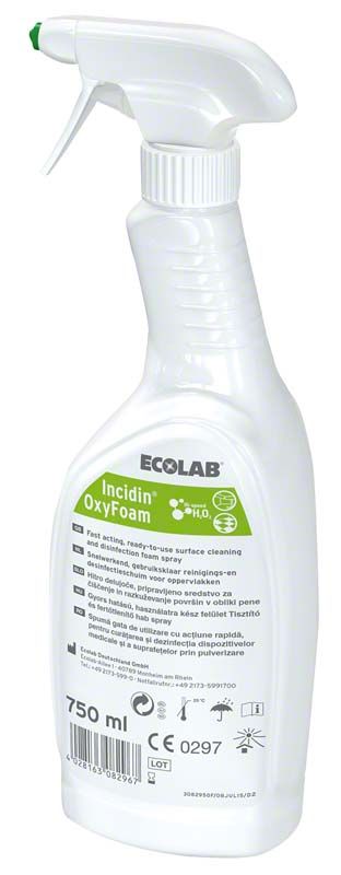 Sprühflasche mit Incidin® OxyFoam Oberflächenreiniger, 750 ml, von Ecolab.
