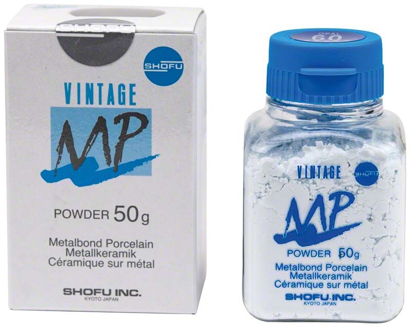 Vintage MP Opal Schneide 50g Metallkeramikpulver in Verpackung und Glasflasche.