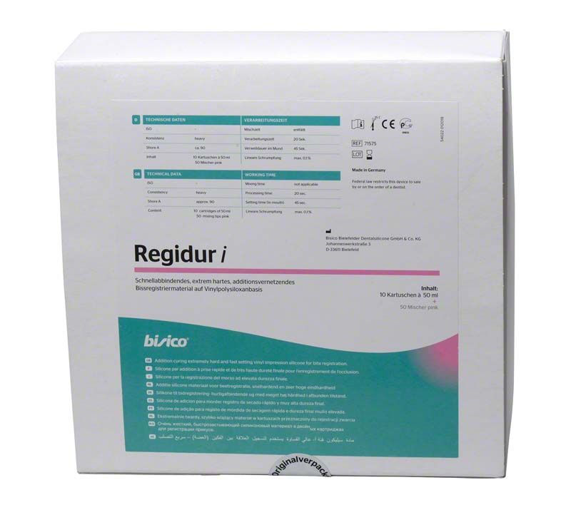 Regidur® i Silikonmaterial-Verpackung mit Produktinformationen auf der Vorderseite.